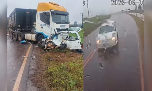 
							Câmera de carreta flagra acidente que matou casal no noroeste do Paraná; veja
						
						