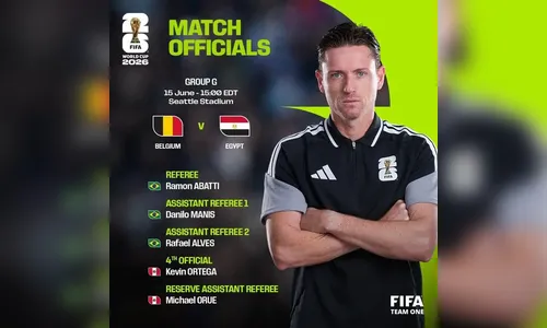 
							Fifa define arbitragem brasileira para o confronto entre Bélgica e Egito no mundial
						
						