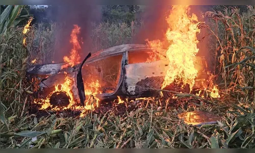 
							Veículo de Kaloré capota e é destruído por incêndio na rodovia para Borrazópolis; veja
						
						