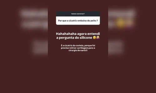 
							Rafaella Justus intriga seguidores com cicatriz e revela se colocou silicone
						
						