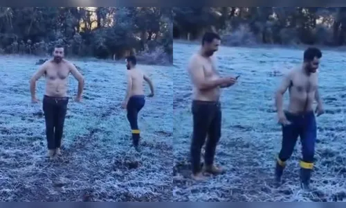
							Com termômetros em -5°C, primos brincam e encaram frio extremo sem camisa no PR
						
						