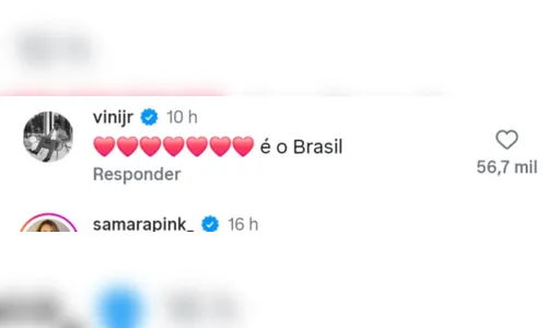 
							Vini Jr. comenta foto de Virginia após vitória da Seleção e reforça rumores de reconciliação
						
						