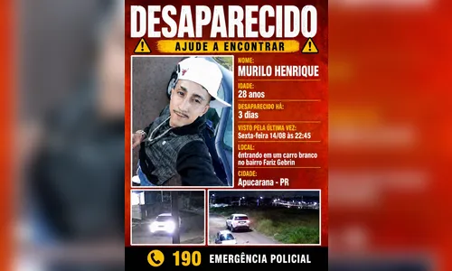 
							Corpo encontrado em Rolândia é de jovem de Apucarana que estava desaparecido
						
						