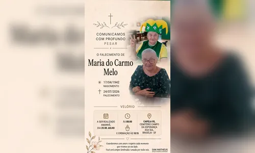 
							Maria do Carmo Melo, ex-servidora da Receita Federal de Apucarana, morre aos 84 anos
						
						