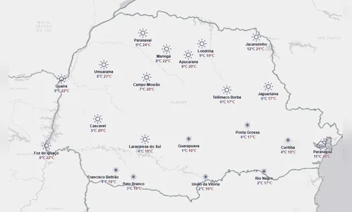 
							Massa de ar frio trará geada e queda acentuada nas temperaturas no Paraná
						
						