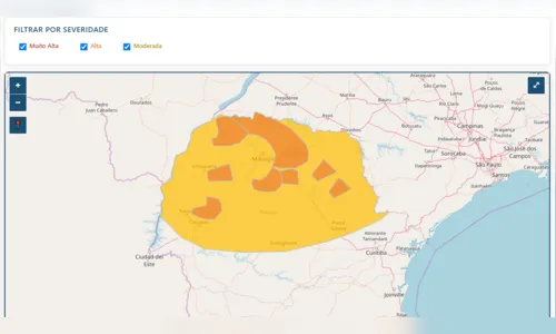 
							Paraná tem risco de chuvas intensas e descargas elétricas nas próximas horas
						
						