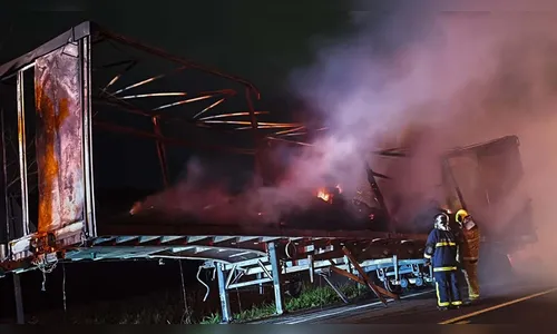 
							Caminhão pega fogo na PR-323 e motorista fica ferido em Sertanópolis
						
						