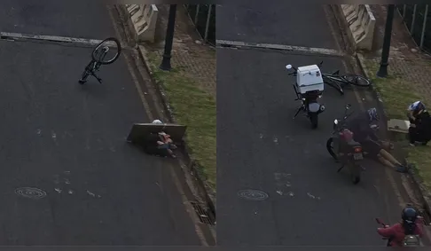 Câmera flagra momento de acidente que deixou ciclista ferido em Arapongas