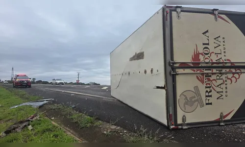 
							Caminhão tomba na via de acesso ao Distrito do Pirapó e deixa motorista ferido
						
						