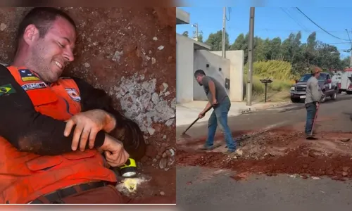 
							Filhote fica presa em bueiro, mobiliza trator, corte de asfalto e operação de 4h em Arapongas; VÍDEO
						
						