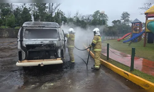 
							Kombi escolar é destruída por incêndio no Parque da Raposa em Apucarana
						
						