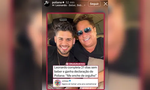 
							Poliana Rocha celebra 21 dias de Leonardo sem álcool e destaca melhora na saúde do cantor
						
						