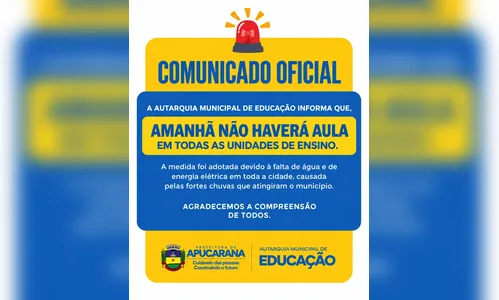
							Sem água e energia, rede municipal de Apucarana suspende aulas nesta quarta-feira; 36 escolas foram danificadas
						
						