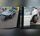 Imagens mostram momento em que carro voa sobre faixa elevada e colide contra BMW em Apucarana