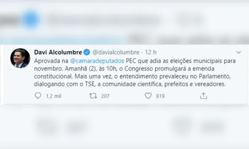 
							Adiamento das eleições municipais é aprovado na Câmara
						
						