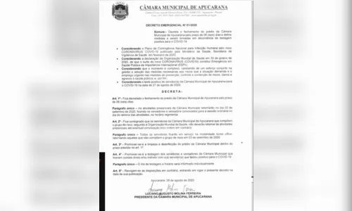 
							Servidor da Câmara de Apucarana testa positivo para Covid-19
						
						