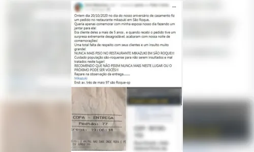 
							Caixa de restaurante é demitido após fazer comentário ofensivo sobre cliente
						
						