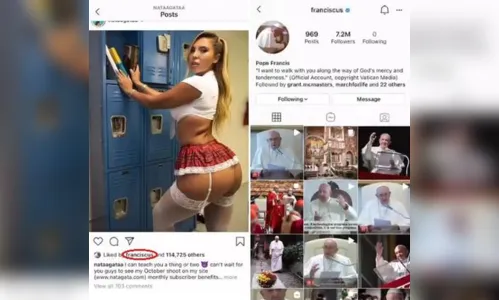 
							Conta do papa no Instagram curte foto sensual de modelo brasileira; Vaticano investiga
						
						