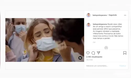 
							Beto Preto compartilha vídeo e reitera uso da máscara; assista
						
						