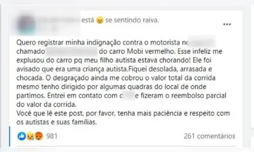 
							Mãe e filho autista são expulsos de carro por motorista de aplicativo
						
						