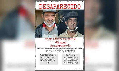 
						
							Família continua busca por idoso apucaranense desaparecido há 12 dias
						
						