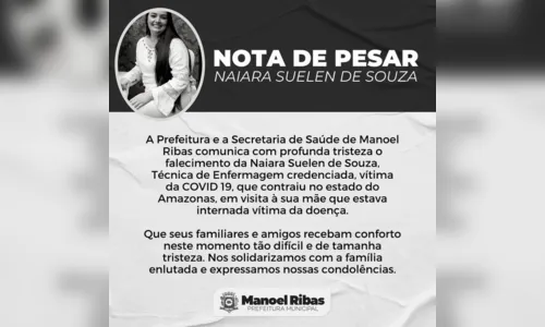 
							Técnica de enfermagem de Manoel Ribas morre em Manaus vítima da Covid
						
						