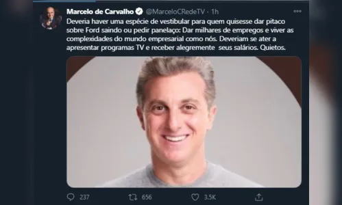 
							Sócio da Rede TV ataca Luciano Huck por convocação de panelaço
						
						