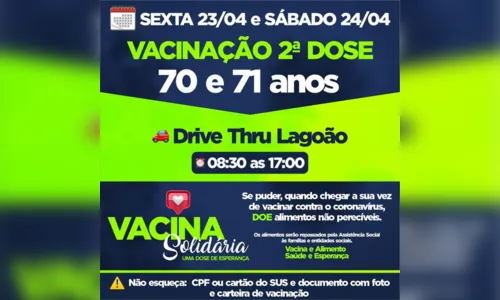 
						
							Apucarana vacina 2ª dose em idosos de 70 e 71 anos
						
						