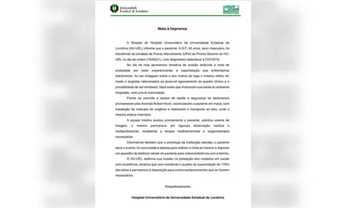 
							Com medo de ser entubado, paciente foge do HU; assista
						
						