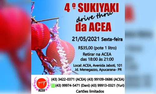 
						
							Tradicional sukiyaki da Acea será realizado neste mês
						
						