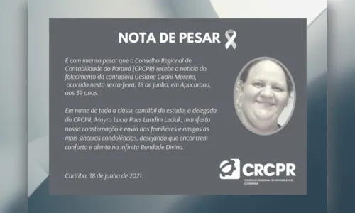 
							Contadora apucaranense de 39 anos morre de Covid-19
						
						