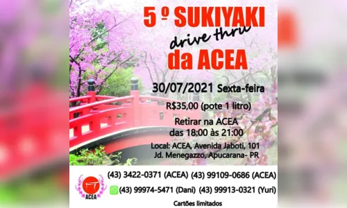 
							Sukiyaki da Acea será realizado em Apucarana neste mês
						
						