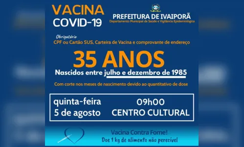 
							Ivaiporã segue com a vacinação na quinta-feira
						
						
