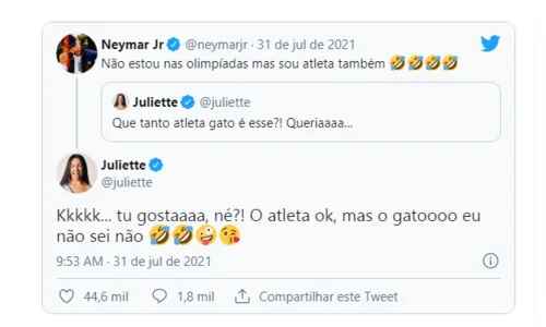 
							Juliette dispensa Neymar após flerte no Twitter
						
						