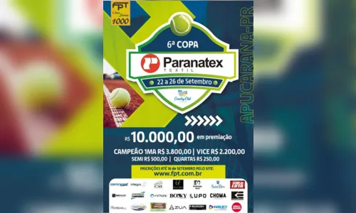 
							Tênis: 6ª Copa Paranatex começa nesta semana em Apucarana
						
						