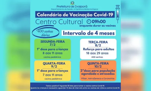
						
							Ivaiporã divulga calendário de vacinação contra a Covid
						
						