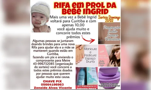 
						
							Mãe de Apucarana faz rifa em prol de filha com hidrocefalia
						
						