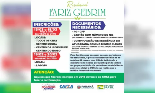 
							Prefeito anuncia inscrições para casas do Fariz Gebrim
						
						