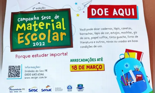 
						
							Sesc lança campanha para arrecadar material escolar no PR
						
						