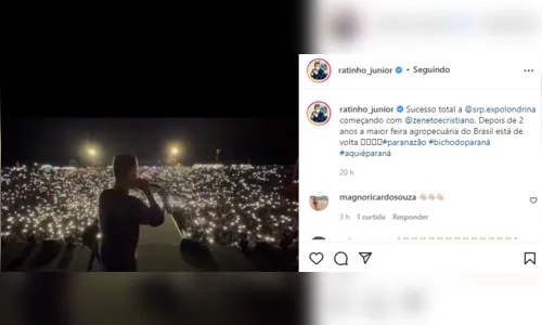 
						
							Governador posta vídeo de cantor elogiando Paraná durante show; veja
						
						