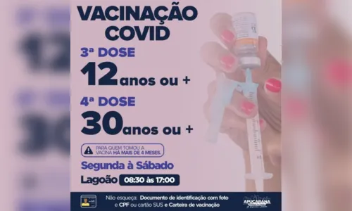 
						
							Apucarana aplica 4ª dose contra Covid a partir de 30 anos; saiba mais
						
						