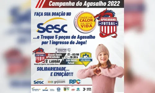 
						
							Apucarana Futsal doa ingressos para campanha; Veja como ganhar
						
						