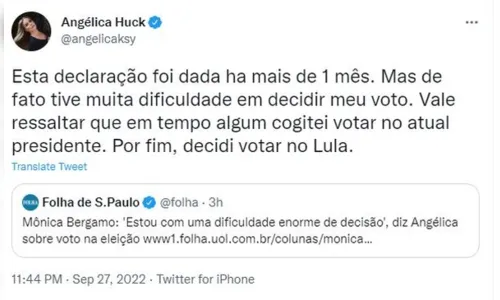 
						
							Xuxa e Angélica declaram voto em Lula através das redes sociais
						
						