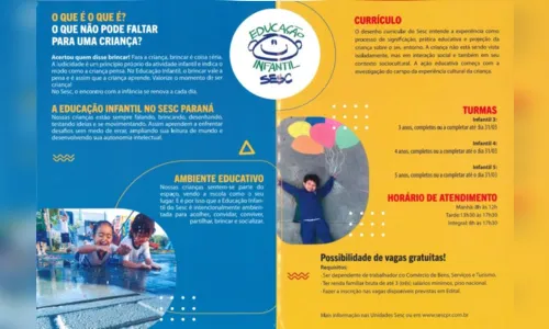 
						
							Sesc divulga bolsa de estudos 100% gratuitas para educação infantil
						
						