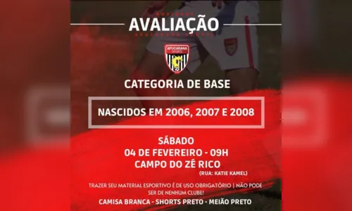 
						
							Apucarana Sports vai realizar avaliações técnicas para o Sub-17
						
						