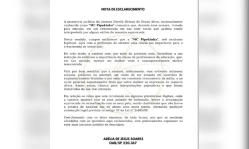 
						
							MC Pipokinha pede desculpas após diversas polêmicas; veja
						
						