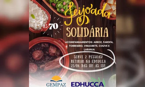 
						
							Edhucca realiza 'Feijoada Solidária' no próximo domingo (23)
						
						