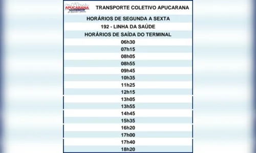 
						
							'Linha Saúde' começa a operar no transporte coletivo de Apucarana
						
						