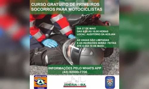 
						
							Jandaia do Sul oferta curso de primeiros socorros para motociclistas
						
						