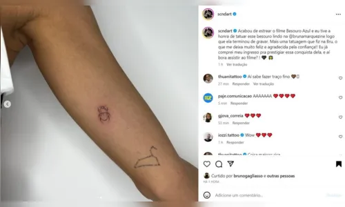 
						
							Bruna Marquezine faz tatuagem inspirada no filme Besouro Azul; veja
						
						
